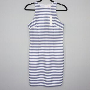 Trina Turk Striped Bodycon Dress Size 0 Sleeveless Racerback White Blue NWT